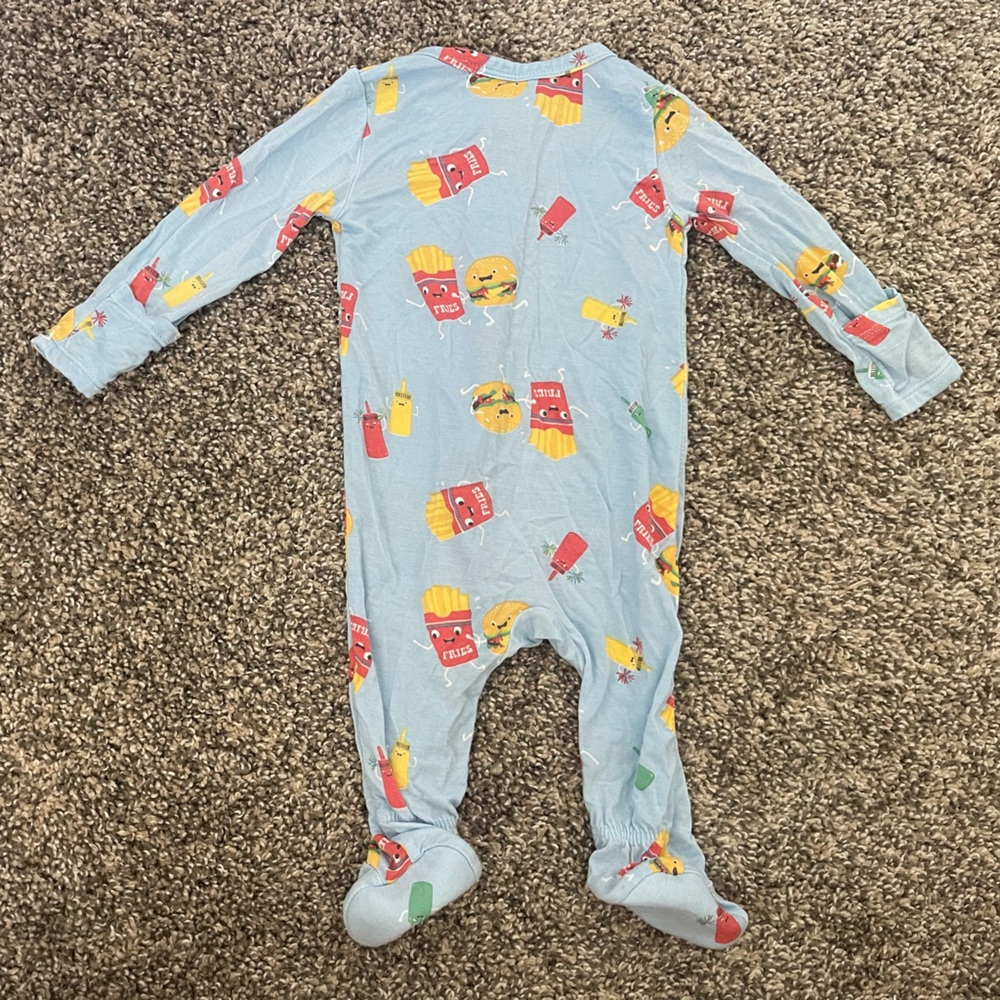 Angel Dear Hamburger & Fries Ketchup Mustard Bamboo Pajamas Size 0-3 Months - Picture 4 of 5